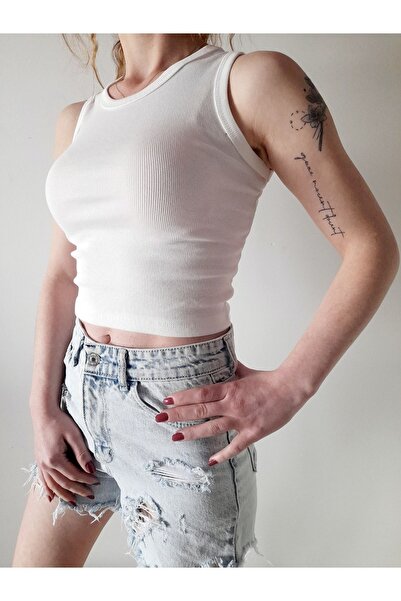 Lux Collection Εφαρμοσμένο/καθισμένο στο σώμα Super Crop Halter Collar Rib Fl...