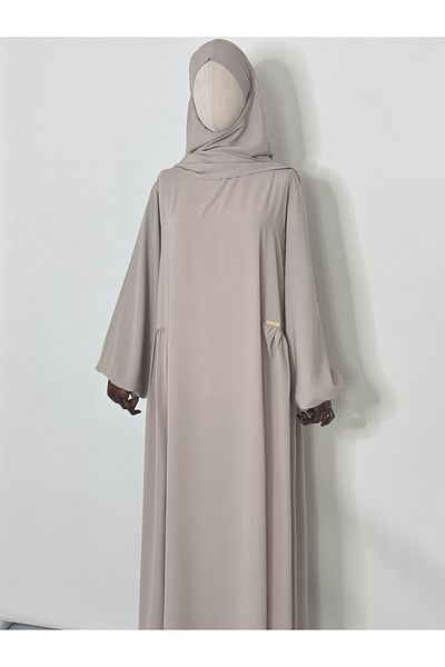 R&S modibone Medina Silk Fabric Stone Color Hijab Φαρδύ φόρεμα - Κατάλληλο για Hajj και Umrah
