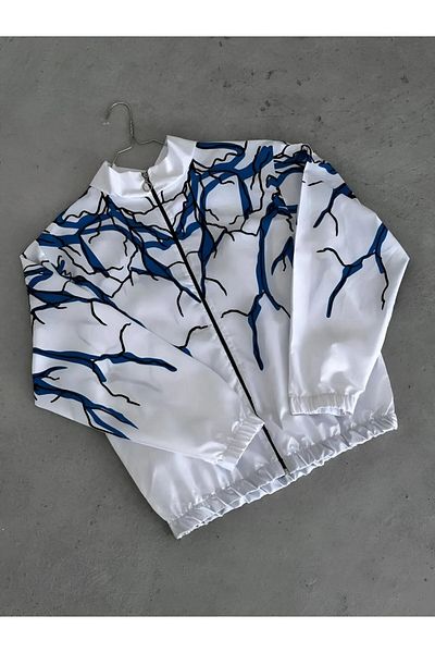 Lushen Unisex Αλεξίπτωτο Υφασμάτινο Υπερμεγέθη Ψηφιακό Εκτυπωμένο Μαύρο Ανεμοδράστη Αδιάβροχο