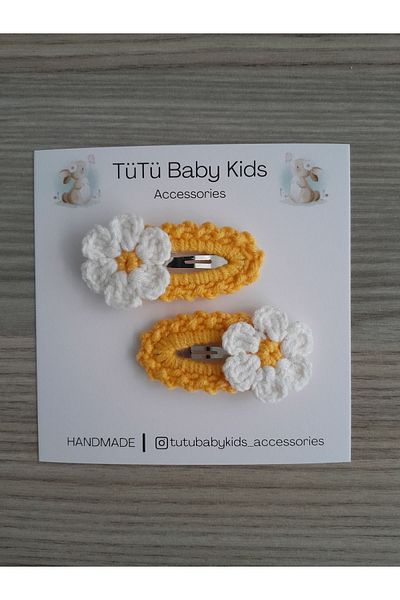 Accessories Πλεκτό χειροποίητο μωρό και παιδί με φιγούρα Daisy - Σετ αγκράφα 2 τεμαχίων