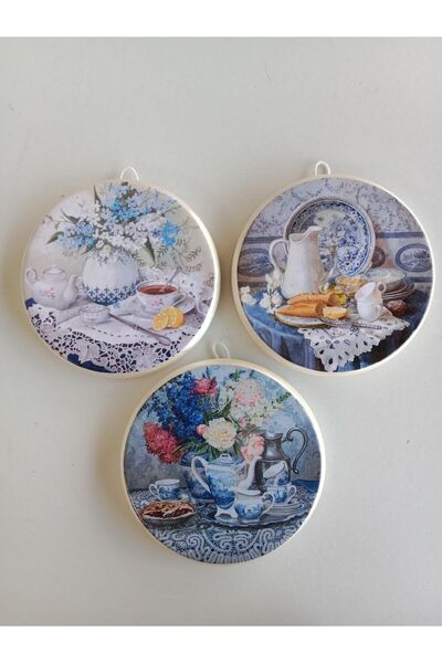 ZeyMin Art Mutfak Temalı 3 Lü Duvar Süsü 11 Cm