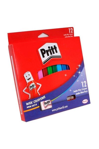 Pritt 12 Colors Jumbo Crayon Wax Crayons Erasable (Pastel Paint)