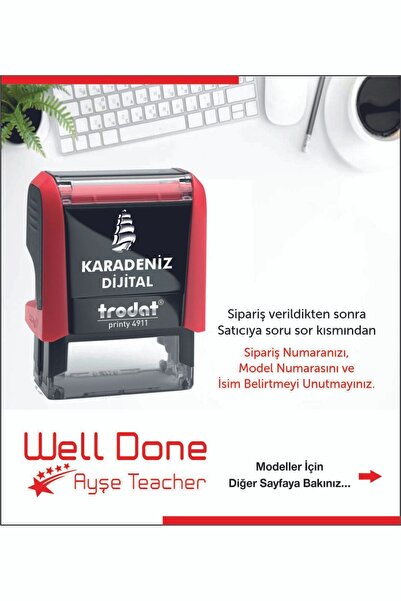 KARADENİZ DİJİTAL Öğretmen Kaşesi İNGİLİZCE - WELL DONE - Kırmızı Kasa Kırmız...