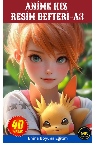 Enine Boyuna Eğitim Large Size Pikachu and Anime Girl Picture Book