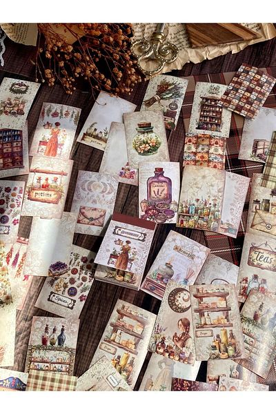 Hume Craft Broșură cu autocolante pentru jurnal cu 44 de coli tematice Apothecary / album de însemnări