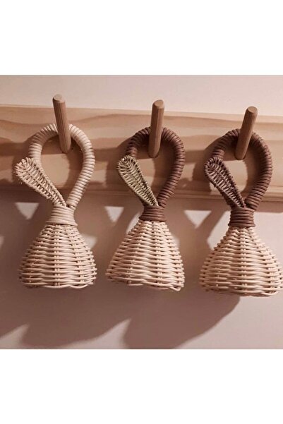afralya home Bebek Çıngırak Ahşap Marakas %100 Organik Rattan