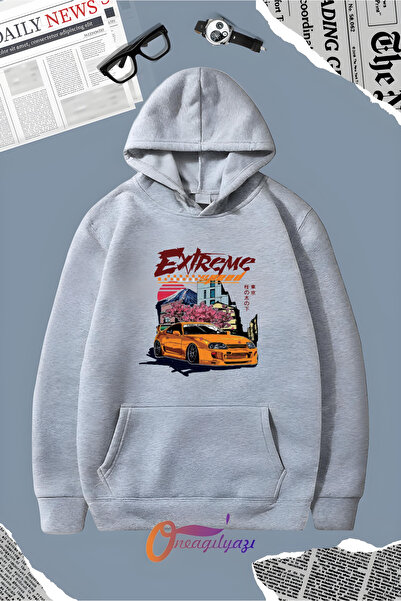 oneagılyazı سويت شيرت بطبعة إكستريم بغطاء للرأس