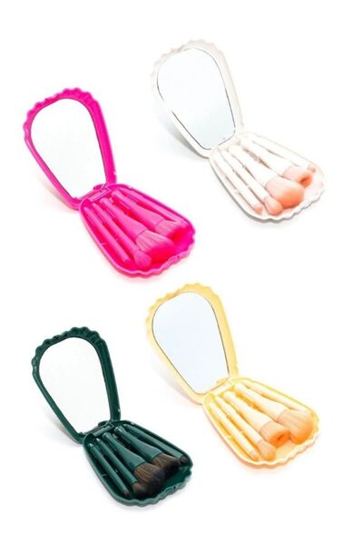 Pink Bear مجموعة فرش مكياج صغيرة كاملة الوظائف للسفر مكونة من 5 قطع - مستحضرا...