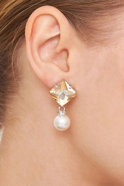 Furtek Aksesuar Kadın Bosco Gold Kare İncili Zirkon Taşlı Sallantılı Model Gü...