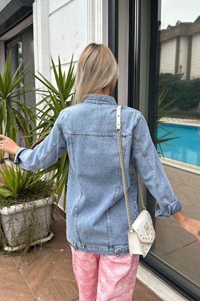 For Angels Blue Ripped Detail Denim Jacket