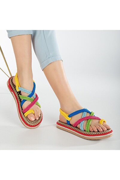 rabellashoes Ipli Sandalet Çok Renkli