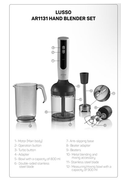Arzum AR1131 Lusso Hand Blender Set