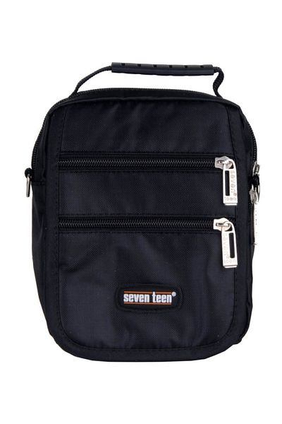SEVENTEEN Seven Teen Men's Cross Strap Hand Bag Black 2249