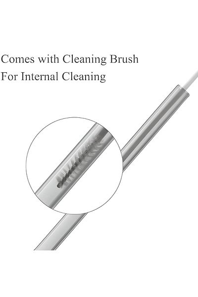 HİROS'H 6-Piece Glass Straw Thermosilicate and 1 Straw Cleaning Brush (1ST QUALITY HEAT RESISTANT)