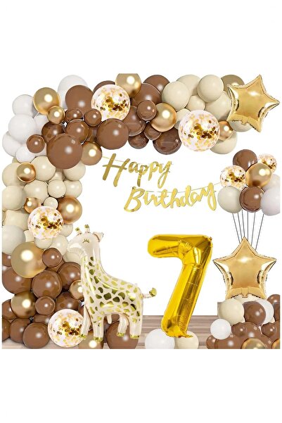 Bkmc Balon din folie de girafă de 7 ani - Set de decorațiuni pentru petrecere...