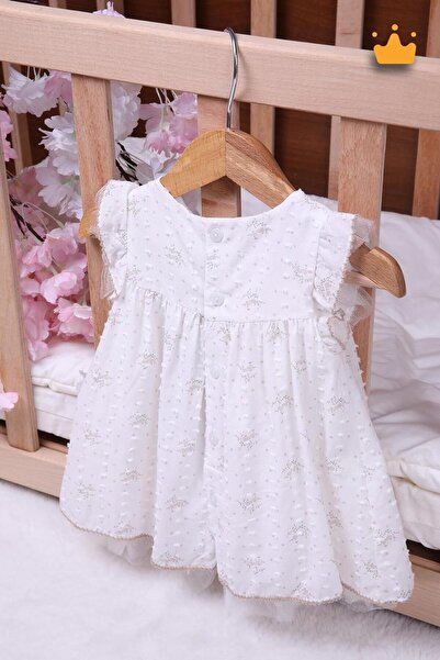 Babydola Kız Bebek Bayramlık Çiçekli Tül Detaylı Elbise 15055