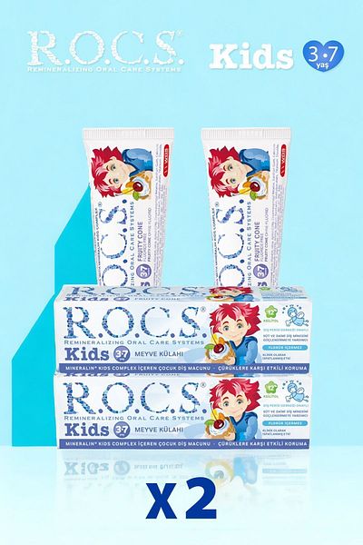 R.O.C.S. Rocs Kids 3-7 Years Old Toothpaste Fruit Fluoride Free 45g X 2 Pieces
