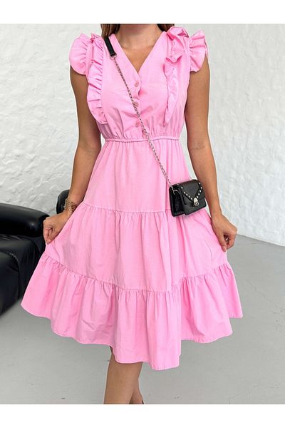 Elif Özbey Butik Ροζ βολάν φόρεμα