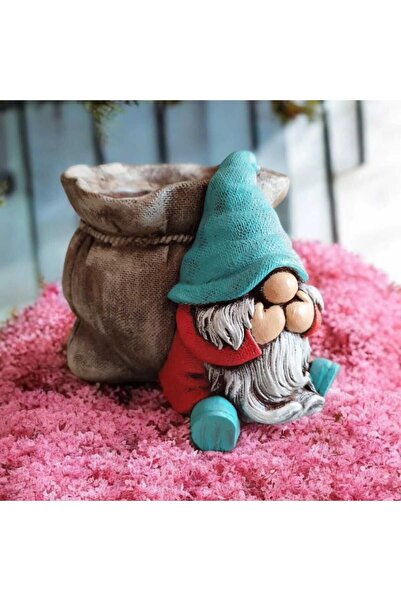 Atölye Dekupaj Çuvallı Gnome Cüce Saksı