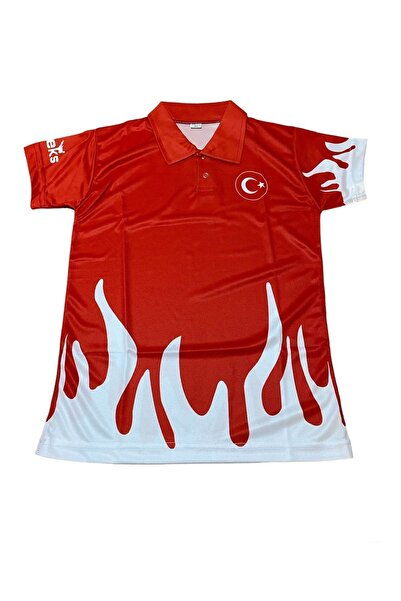 REFLEKS SPOR Polo Yaka Milli Takım Tişörtü (Beyaz Alevli ) & Beyaz alevli Milli Takım Forma