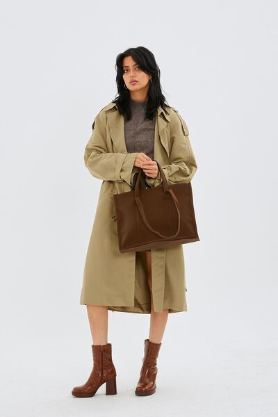 minebag Γυναικεία Τσάντα ώμου Amelia - Ύφασμα Parachute, Καφέ Shopper