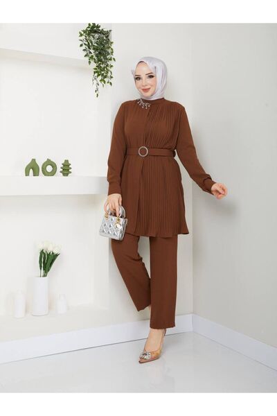 SHİROSA Γυναικείο Σετ Αερομπιν Υφασμάτινο Διπλό - Πλισέ Σετ