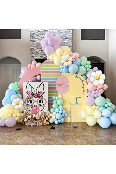 Öz-bal 100'lü Makaron Balon Seti + 5 Metre Zincir - Renkli Pastel Balonlar, P...