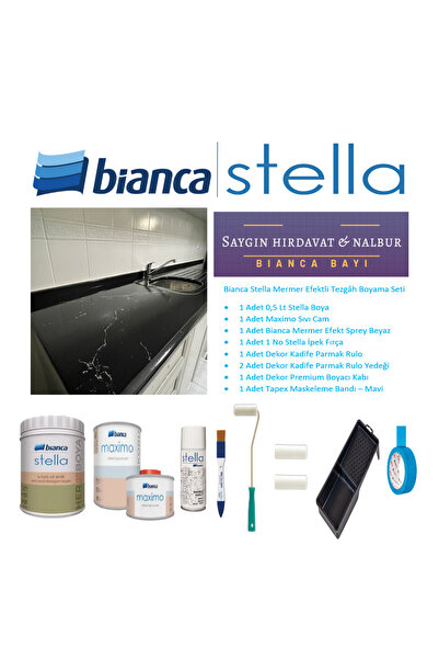 Bianca Stella Tezgah Boyama Seti Mermer Efektli