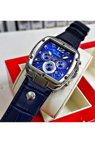 Raymond Navy Blue Silver Sports Men's Wristwatch