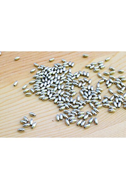 FlowerAksesuar 100 Adet - 2x5 mm Boru Boncuk, Metal Boru Boncuk, Metal Arpa B...
