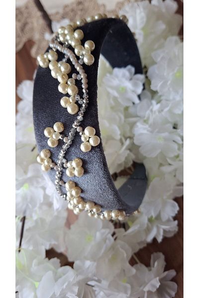 azra takı tasarım Women's Handmade - Hair Accessory and Pearl Detailed Crown