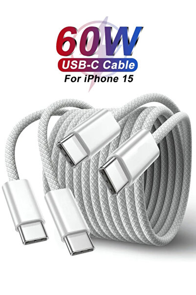 Deppo Trend Apple Ipad Iphone 15/16 Plus/16/17 Pro Max Uyumlu 60w Hızlı Şarj Kablosu Örgü Usb-c Type-c Pd Kablo