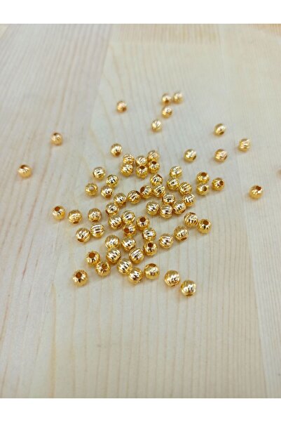 FlowerAksesuar 100 Adet - 3 mm Küp Boncuk, Metal Köşeli Boncuk, Metal Ara Bon...