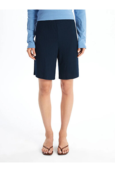 LC Waikiki Lcwaikiki Basic Navy Blue Women's Elastic Waist Straight Shorts