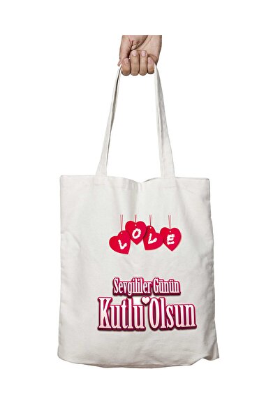 ART HEDİYE Valentine's Day 5 - Washable Permanent Shoulder Tote Bag, Two Side...