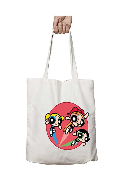 ART HEDİYE حقيبة كتف مدرسية للشاطئ من Powerpuff Girls Animasyon ذات وجهين وقا...