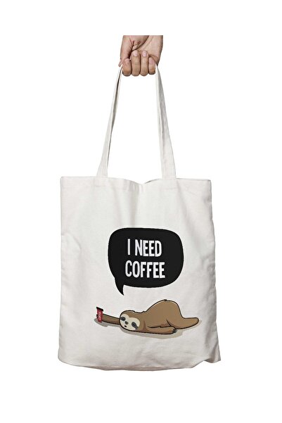 ART HEDİYE I Need Coffee - حقيبة كتف كسولة على شكل حيوان تدوم على الجانبين وق...
