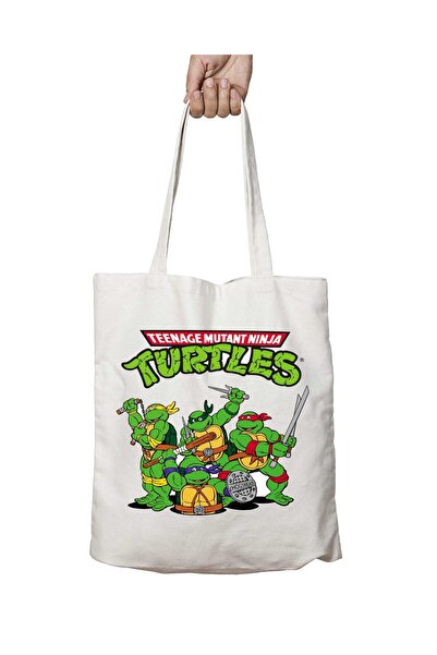 ART HEDİYE 90s - سلحفاة النينجا، حقيبة كتف ثابتة وقابلة للغسل على الجانبين