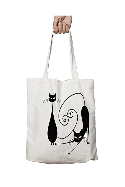 ART HEDİYE Силуетні коти - двостороння міцна та пральна сумка через плече