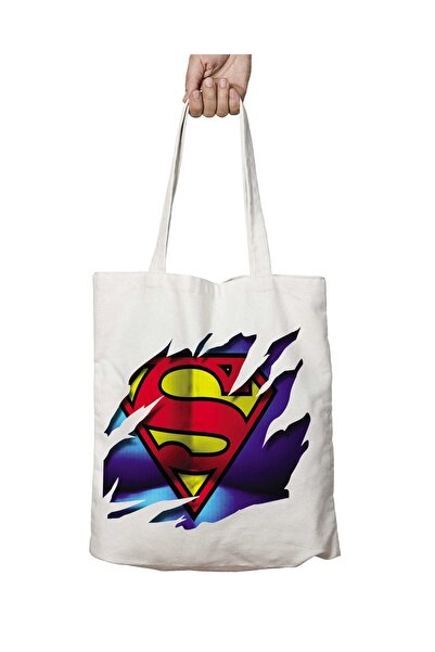 ART HEDİYE Σούπερμαν Μπλε διπλής όψης, ανθεκτική και πλενόμενη υφασμάτινη τσά...