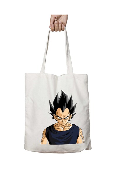 ART HEDİYE : VEGETA Angry - Washable Shoulder Tote Bag, For School And Beach,...