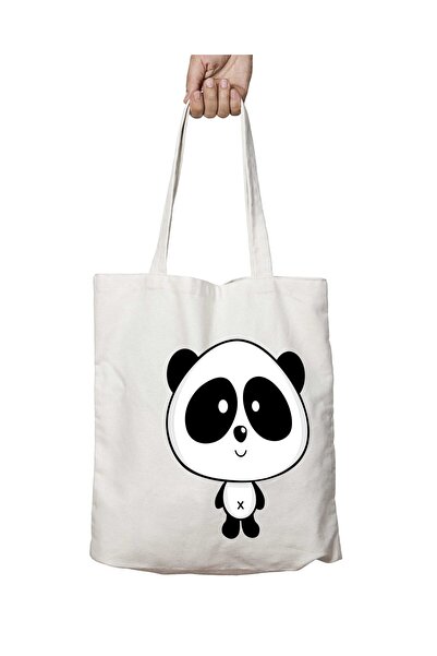 ART HEDİYE Large Panda Pattern - Washable and Lasting Shoulder Tote Bag