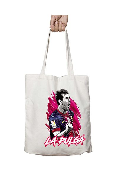 ART HEDİYE Messi La Pulga Fıfa - Two Sides Lasting and Washable Shoulder Tote Bag