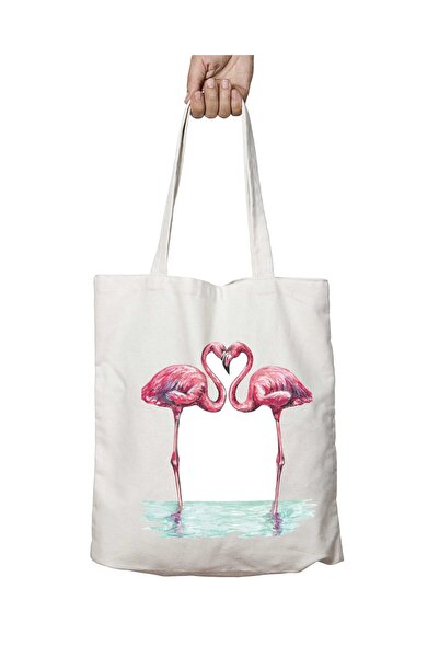ART HEDİYE Flamingo Love - حقيبة كتف تدوم طويلاً وقابلة للغسل على الجانبين