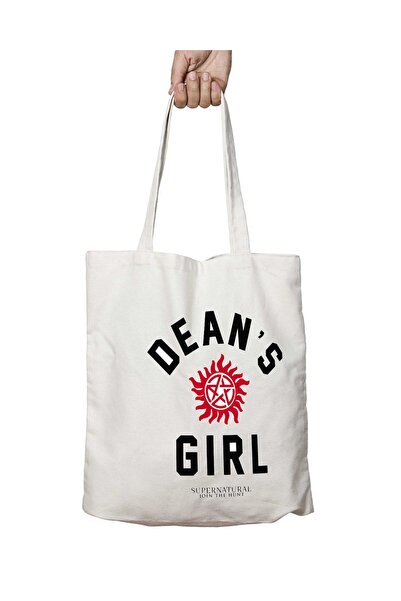 ART HEDİYE Supernatural - Dean's Girl Two-Sided Washable School Beach Shoulde...