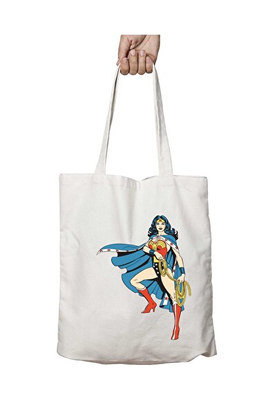 ART HEDİYE Wonder Woman - Two Sides Lasting and Washable Shoulder Tote Bag
