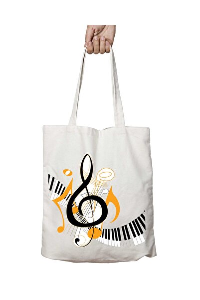 ART HEDİYE مفتاح النوتة الموسيقية الدائم على الجانبين - حقيبة مدرسية وشاطئية قابلة للغسل