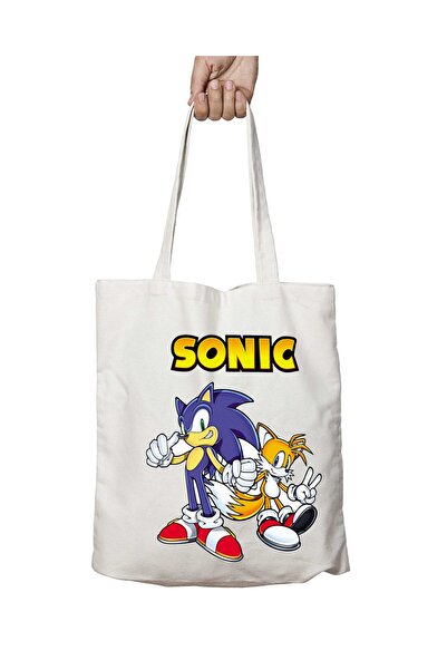 ART HEDİYE Sonic Character Two Sides Lasting and Washable Shoulder Tote Bag -...