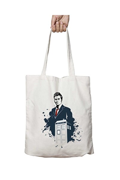 ART HEDİYE Doctor Who Tenth - Washable Permanent Shoulder Tote Bag, for School and Beach