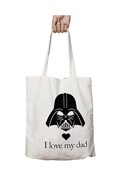ART HEDİYE I LOVE MY DAD - حقيبة كتف ثابتة وقابلة للغسل على الجانبين